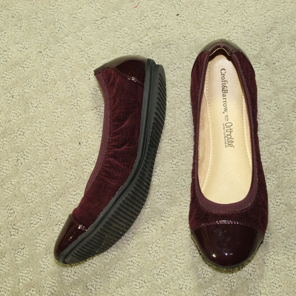 Croft & Barrow Ortholite Womens 73277 Sz 7.5M Maroon Ballet Flats
